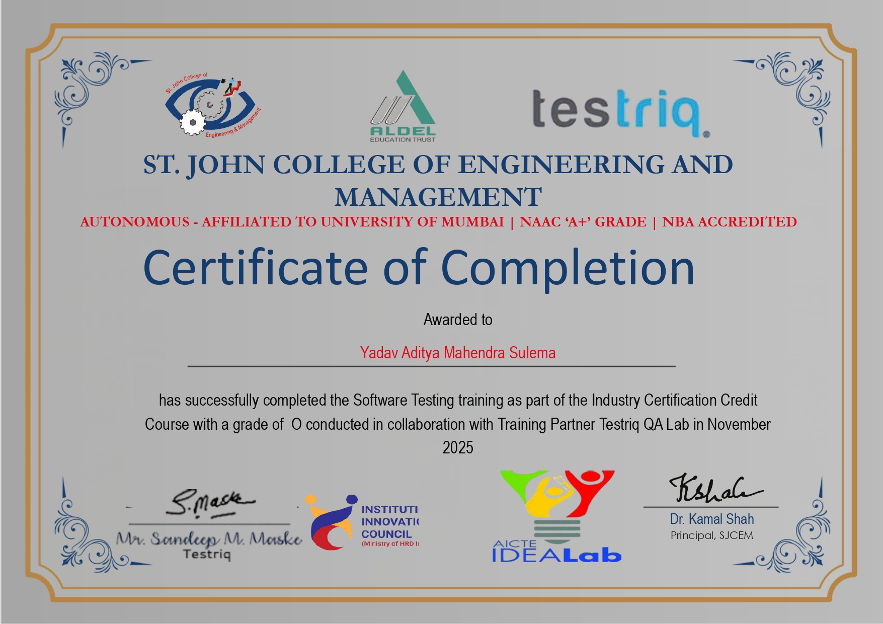 Certificate 1